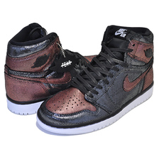 NIKE WMNS AIR JORDAN 1 HI OG FEARLESS black/black-metallic rose gold CU6690-006画像