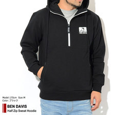 BEN DAVIS Half Zip Sweat Hoodie WHITE LABEL BDZ9-3008画像