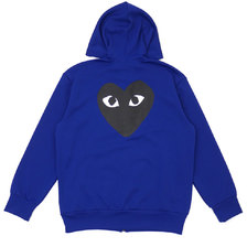 PLAY COMME des GARCONS MENS JERSEY BLACK HEART ZIP HOODIE BLUE画像