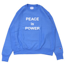 Champion &times; MoMA Yoko Ono PEACE is POWER Reverse Weave Crewneck Sweatshirt BLUE画像