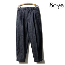 SCYE BASICS SAN JOAQUIN DENIM PLEATED WIDE TAPERED TROUSERS 5120-81542画像