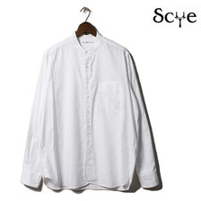 SCYE BASICS FINX COTTON OXFORD GRANDAD COLLAR SHIRT 5120-31501画像