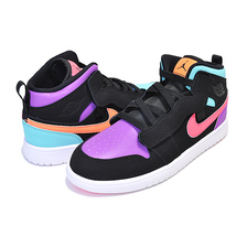 NIKE JORDAN 1 MID ALT (PS) black/total orange AR6351-083画像