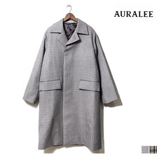 AURALEE 2019AW DOUBLE FACE CHECK SOUTIEN COLLAR COAT A9AC01BN画像