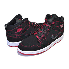 NIKE JORDAN 1 MID FEARLESS (PS) black/gym red-white CU6618-062画像