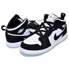 NIKE AIR JORDAN 1 MID SE(GS) GROW IN THE DARK wht/blk-teal tint BQ6931-103画像