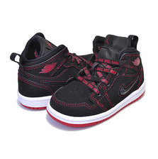 NIKE JORDAN 1 MID FEARLESS (TD) black/gym red-white CU6619-062画像
