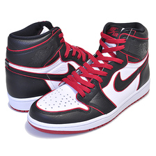 NIKE AIR JORDAN 1 HI OG BLOOD LINE black/gym red-white 555088-062画像