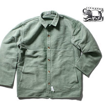 TENDER Co. TYPE 456 JANUS SHIRT UNFINISHED COTTON MOLLETON COAT-WEIGHT VIRIDIAN画像