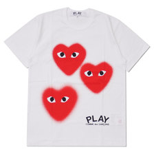 PLAY COMME des GARCONS MENS XMAS TWO HEART TEE WHITE画像