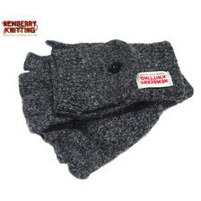 NEWBERRY KNITTING RAGG WOOL FINGERLESS GLOVE black mix画像