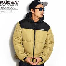 DOUBLE STEAL HOOD DOWN JACKET -BEIGE/BLACK- 796-62050画像