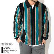 STUSSY Roland Stripe Full Zip L/S Polo 1140178画像
