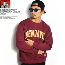 BEN DAVIS COLLEGE PRINT CREWNECK SWEAT -WINE- C-0380035画像