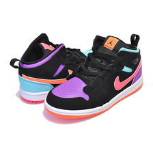 NIKE JORDAN 1 MID (TD) black/total orange 640735-083画像