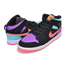 NIKE JORDAN 1 MID PS black/total orange 640734-083画像
