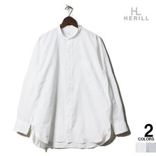 HERILL SUVIN COTTON BAND COLLAR SHIRTS画像