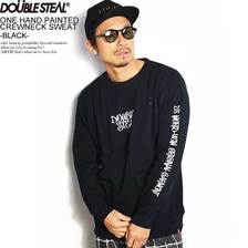 DOUBLE STEAL ONE HAND PAINTED CREWNECK SWEAT -BLACK- 994-15025画像