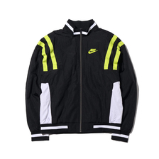NIKE AS M NSW RE-ISSUE JKT WVN BLACK/BRIGHT CACTUS/WHITE/BRIGHT CACTUS CJ4922-010画像