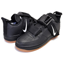 NIKE AIR FORCE 1 UTILITY (GS) black/white-gum med brown AJ6601-003画像