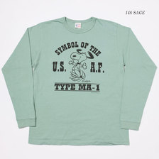 Buzz Rickson's &times; PEANUTS L/S T-SHIRT "TYPE MA-1" BR68418画像