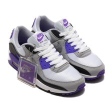NIKE W AIR MAX 90 WHITE/PARTICLE GREY-HYPER GRAPE-BLACK CD0490-103画像