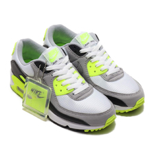 NIKE W AIR MAX 90 WHITE/PARTICLE GREY-VOLT-BLACK CD0490-101画像