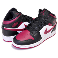 NIKE AIR JORDAN 1 MID (GS) BRED TOE black/noble red-white 554725-066画像