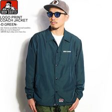 BEN DAVIS LOGO PRINT COACH JACKET -D.GREEN- G-0380008画像