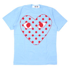 PLAY COMME des GARCONS MENS OUTLINE DOT HEART TEE LIGHT BLUE画像