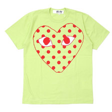 PLAY COMME des GARCONS MENS OUTLINE DOT HEART TEE LIGHT GREEN画像