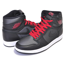 NIKE AIR JORDAN 1 HI OG BLACK SATIN black/gym red-black-white 555088-060画像