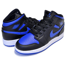 NIKE AIR JORDAN 1 MID(GS) black/hyper royal-white 554725-068画像