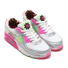 NIKE W AIR MAX 90 LX WHITE/ILLUSION GREEN-LASER FUCHSIA-BLACK CQ2559-100画像