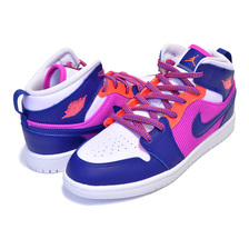 NIKE JORDAN 1 MID (PS) fire pink/regency purple 640737-602画像