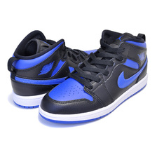 NIKE JORDAN 1 MID(PS) black/hyper royal-white 640734-068画像