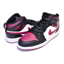 NIKE JORDAN 1 MID(PS) black/noble red-white 640734-066画像