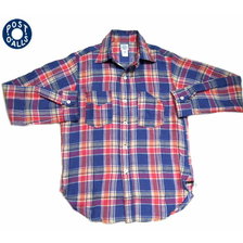 POST OVERALLS 3201 1102 LINEN PLAID SHIRTS red画像