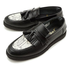 FRED PERRY &times; GEORGE COX EMBOSSED TASSEL LOAFER BLACK B9279-220画像