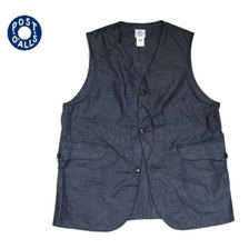 POST OVERALLS 1512 LIGHT DENIM TRAVELER VEST indigo画像