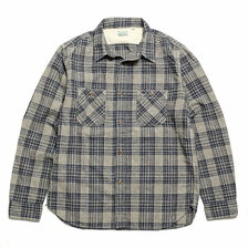BURGUS PLUS L/S Indigo Check Linen Work Shirt HBP-300CK画像