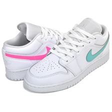 NIKE AIR JORDAN 1 LOW (GS) white/multi-color-light aqua CW7035-100画像