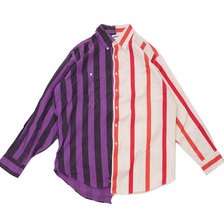 AWESOME BOY &times; Ichiryu made Remake Stripe Shirt PURPLE RED画像