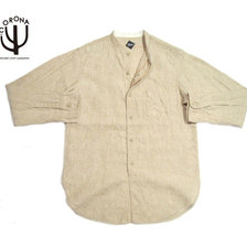 CORONA CS099-20-03 NAVY 1POCKET BEND COLLER LINEN CHAMBRAY SHIRTS khaki画像