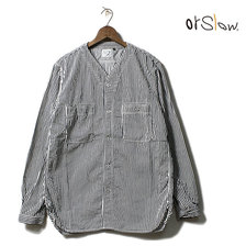orslow NO COLLAR SHIRT HICKORY STRIPE 01-8073-181画像