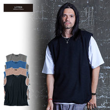 LITTER Bigwaffle material dropshoulder vest 0A198-015S画像