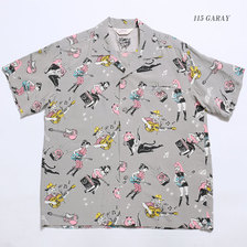 STAR OF HOLLYWOOD &times; VINCE RAY HIGH DENSITY RAYON S/S OPEN SHIRT "GIRLS 'N' GUITARS" SH38375画像