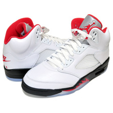 NIKE AIR JORDAN 5 RETRO true white/fire red-black DA1911-102画像