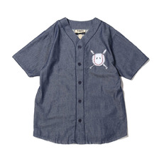 DIADORA PAURA BASEBALL JACKET WASHED BLUE JEANS 176768-0002画像