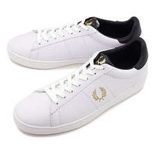 FRED PERRY SPENCER LEATHER WHITE/METALIC GOLD B8255-100画像